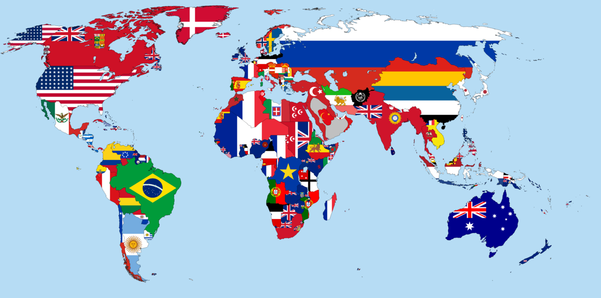 Flag map of the world 1914