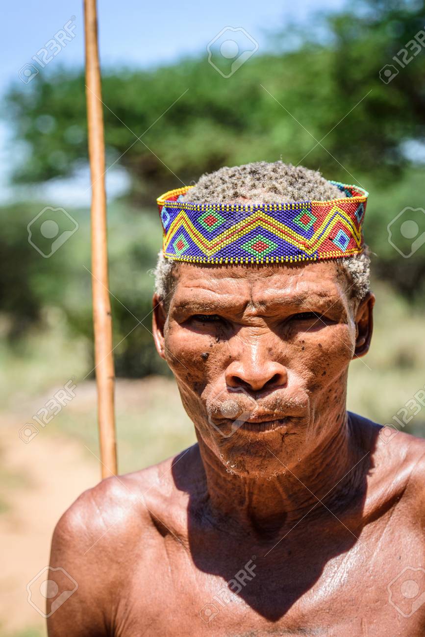 103653345 east of windhoek namibia jan 3 2016 unidentified bushman man portrait bushman people