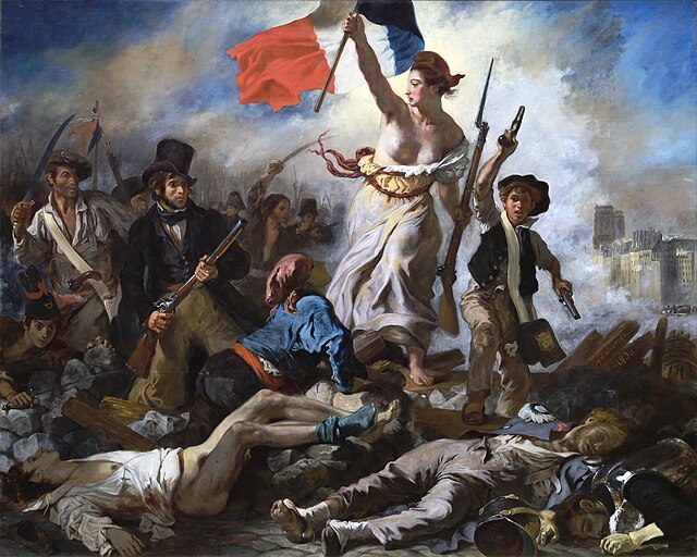 La Libert guidant le peuple   Eugne Delacroix   Muse du Louvre Peintures RF 129   aprs res