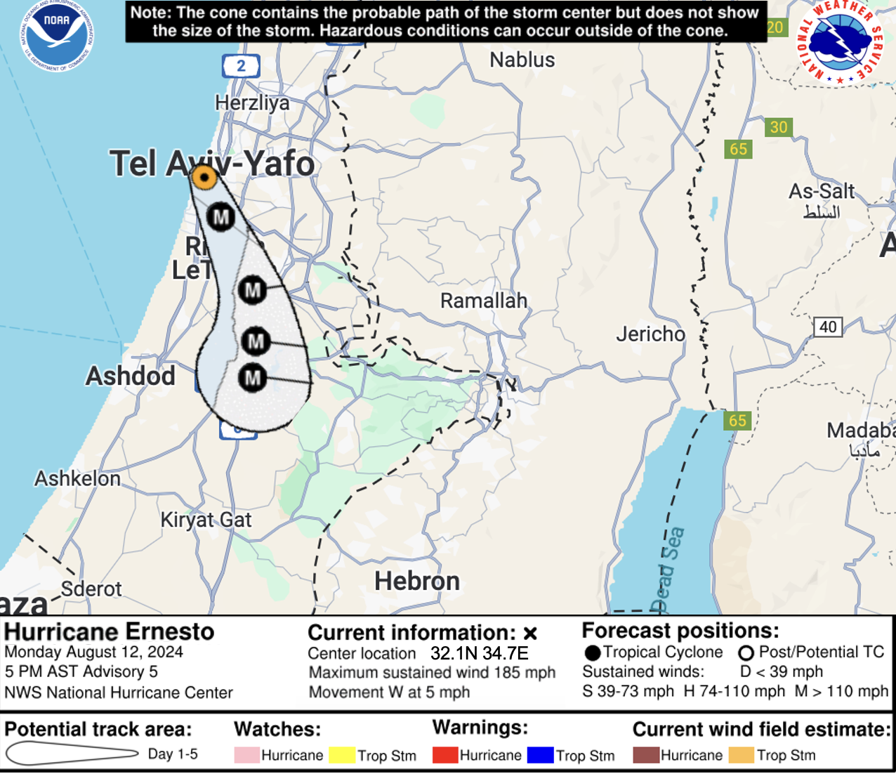 Ernesto hits tel aviv