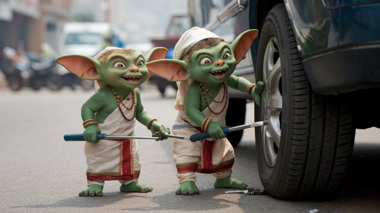 A photo of little gremlins laughing and puncturing R8CVlcMxS6S3tVYIAAJfqw 7rtWN4KERVukMcAwcyX