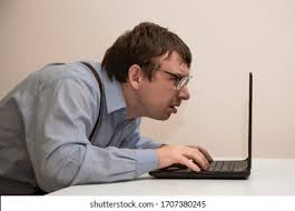 Funny Nerd Tired Working On Laptop ...