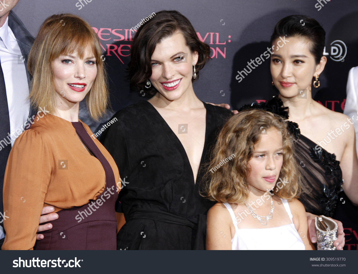 Stock photo sienna guillory milla jovovich li bingbing and aryana engineer at the los angeles 