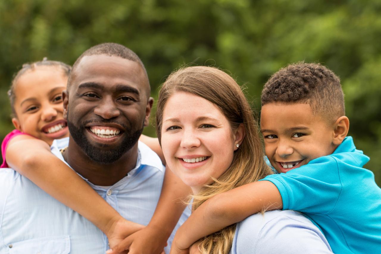 Happy mixed race family