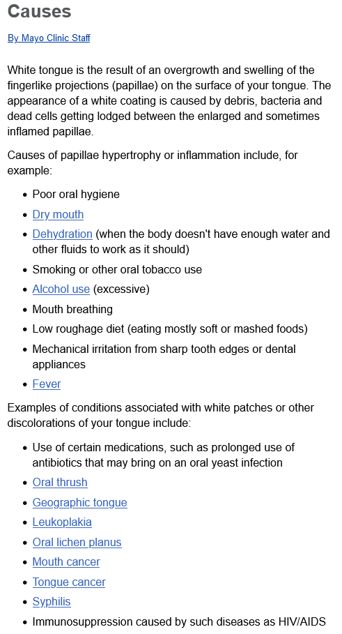 Screenshot 2024 10 05 at 00 11 50 White tongue Causes   Mayo Clinic