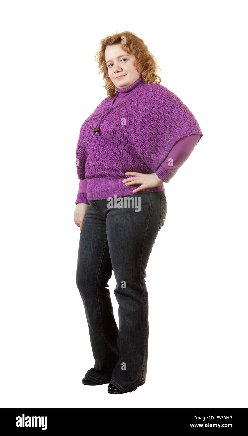Fat ugly woman isolated over white background F835HG