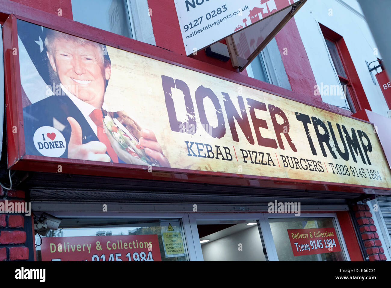 Kebab fast food shop named doner trump after donald trump in bangor K66C31