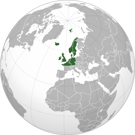 Northwestern Europe orthographic projection
