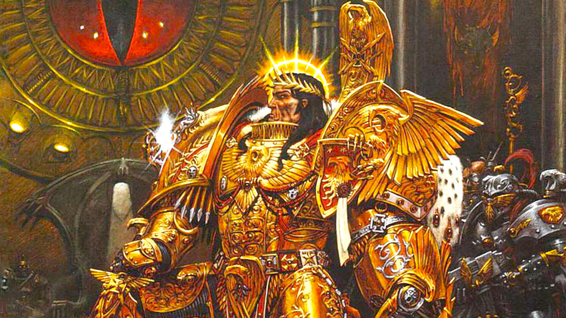 Warhammer 40k emperor of mankind vs horus sanguinius vengeful spirit zoomed