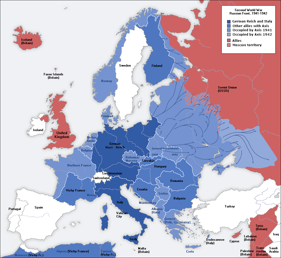 Second world war europe 1941 1942 map en