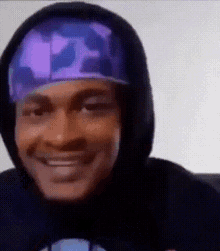 Laughing then straight face