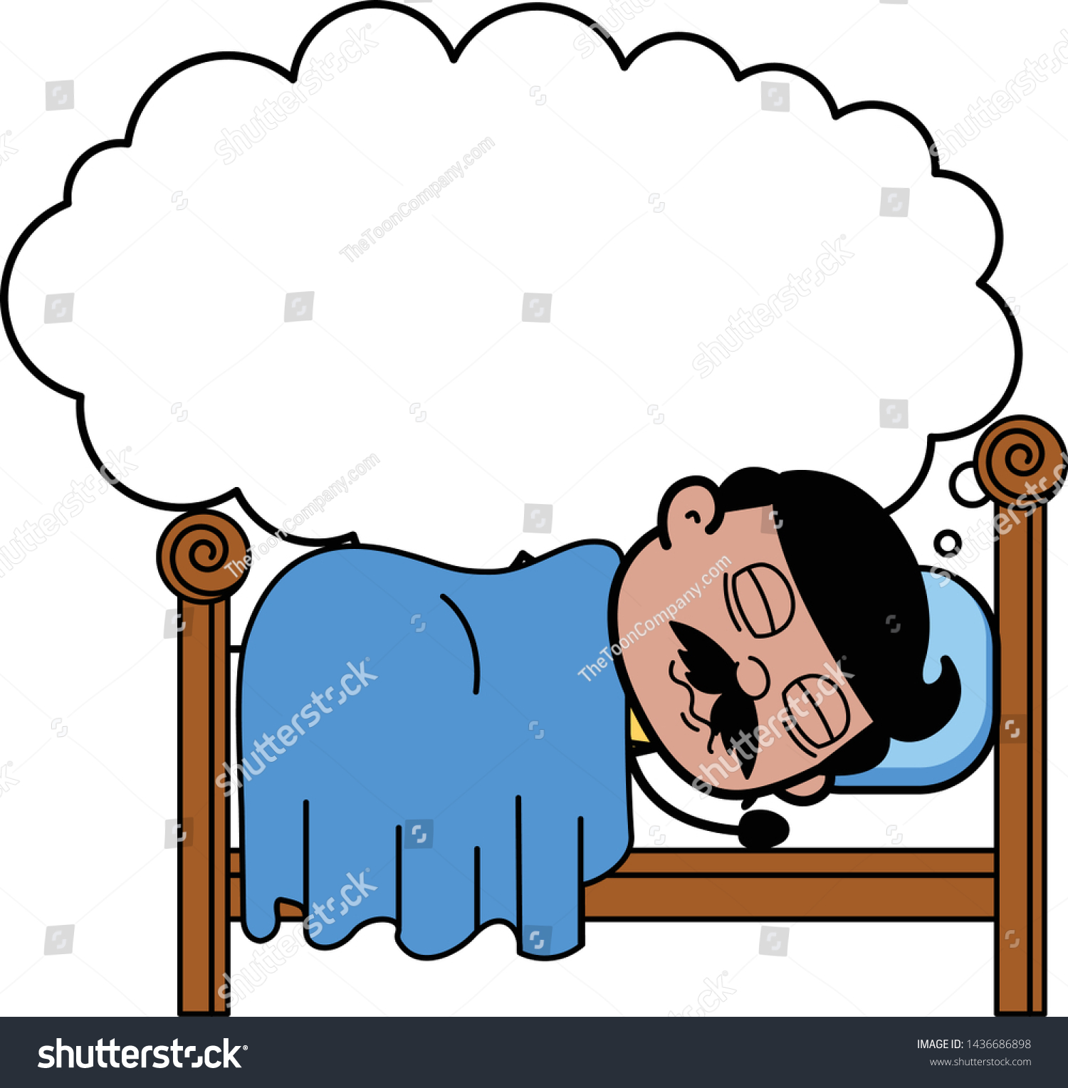 Stock vector sleeping and dreaming indian cartoon man father vector illustration 1436686898