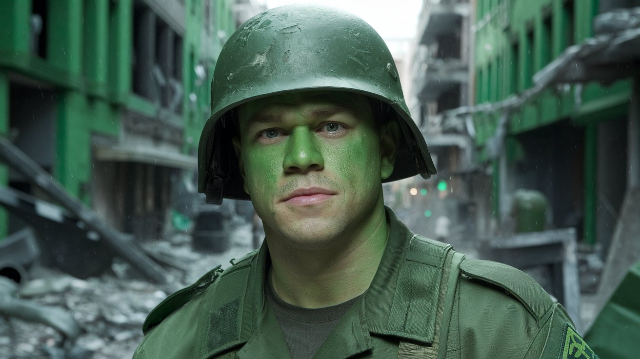A photo of matt damon with green skin in g5XDHCXaRwmHc4EYiE 7gQ 8sOBjywORZyIPncCN9G3Og