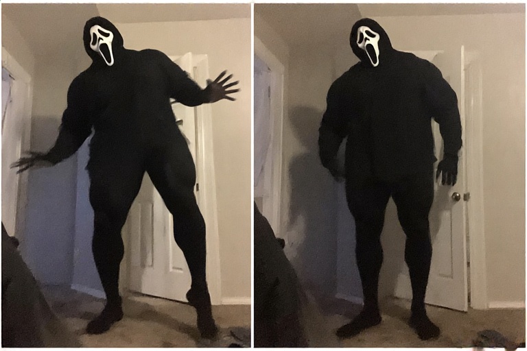 A casual photo of ghost face e 1
