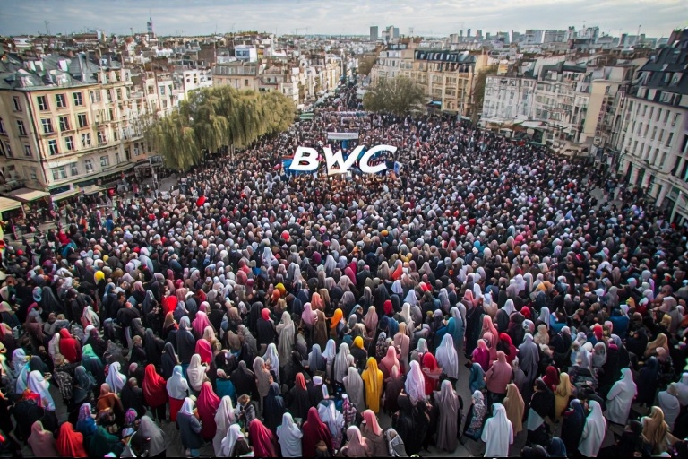 A casual photo of 1000 Muslim  1