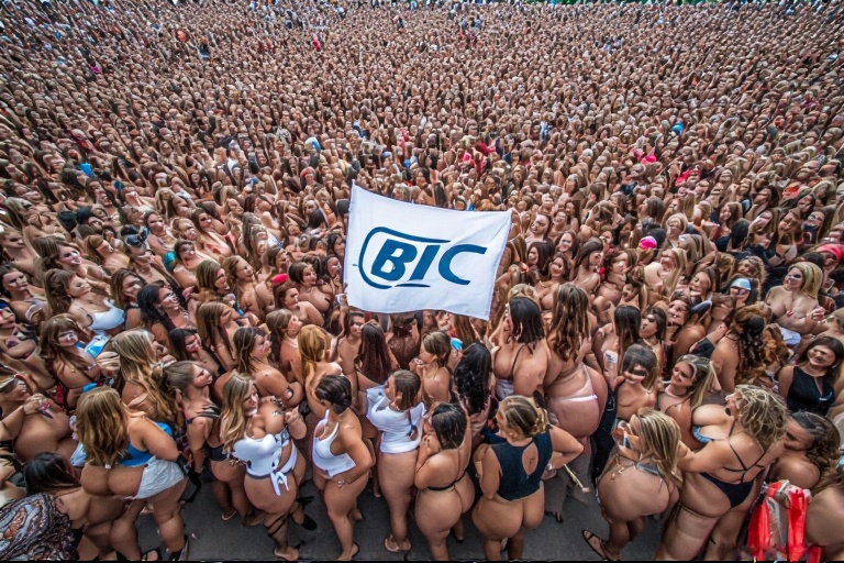A casual photo of 1000 women h 1