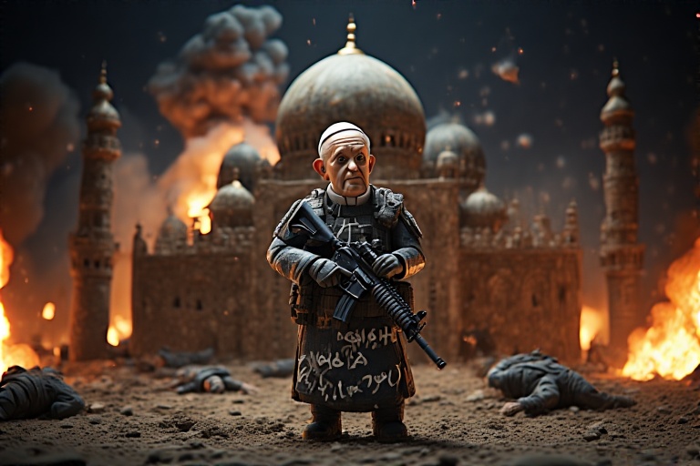 Pope francis holding Black M4  4