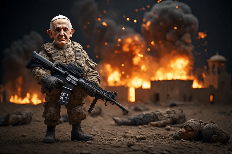 Pope francis holding Black M4  5