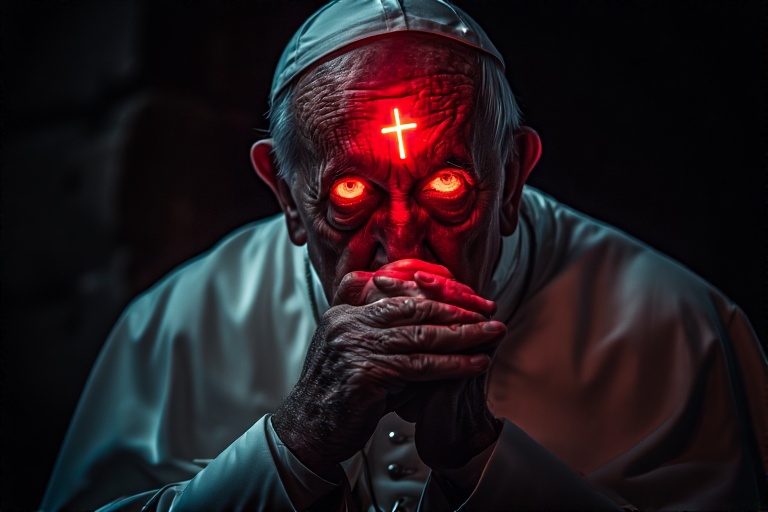 Pope francish shushing red glo 1