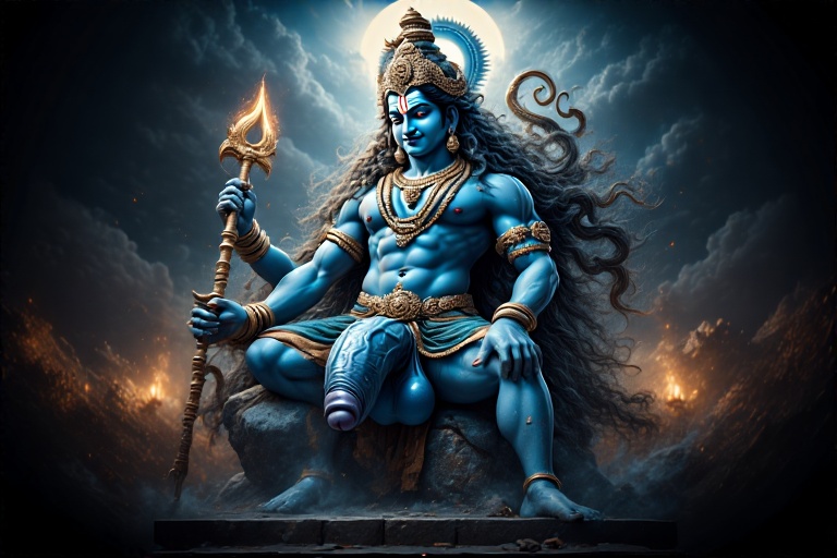Lord Vishnu inhumanly tall and