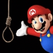 Mario hanging