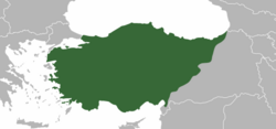 Map of the geographic region of Anatolia