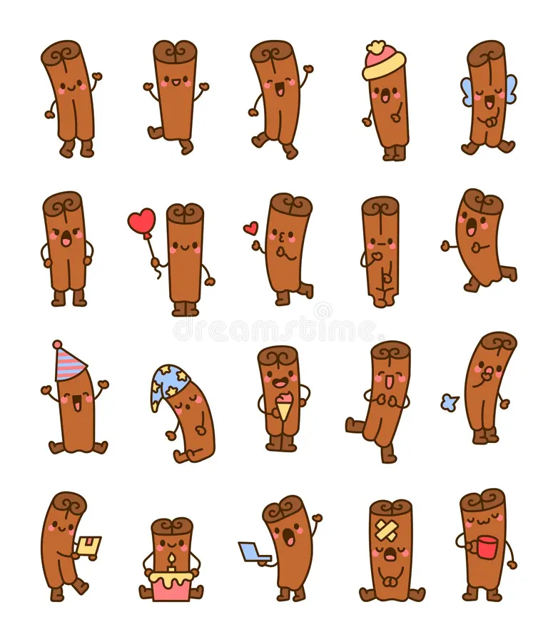 Cute cinnamon stick funny cartoon character cute cinnamon stick funny cartoon character hand 