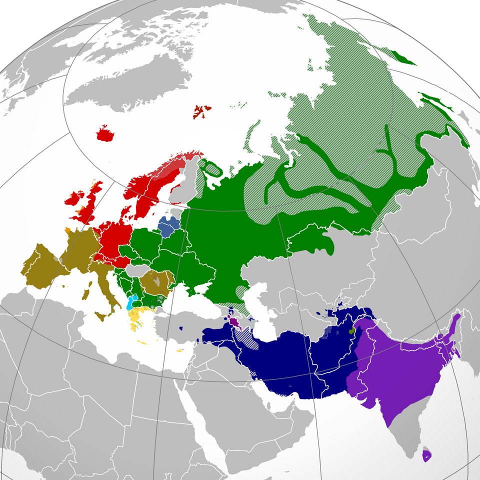 Indo European Language Family Branches in Eurasia