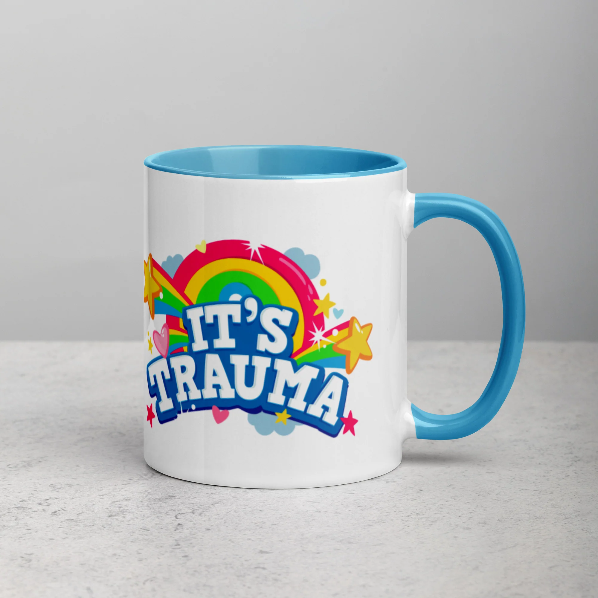 White ceramic mug with color inside blue 11 oz right 65aad80bb9dd7