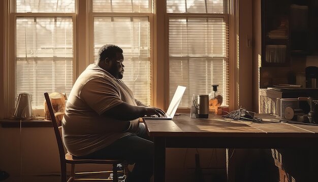 Fat black afro man laptop 564714 14899