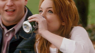 Lindsay Lohan Spits Out Drink