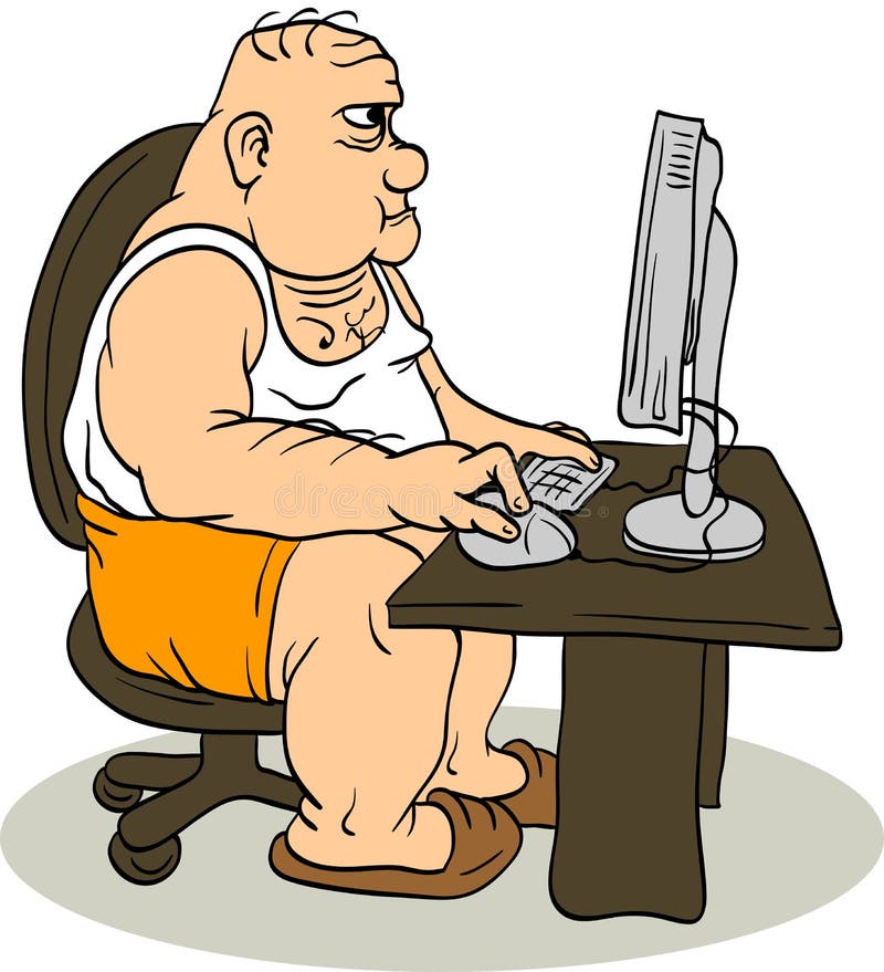 Fat man computer sitting internet troll 43070957 Fat man computer sitting internet troll 43070957