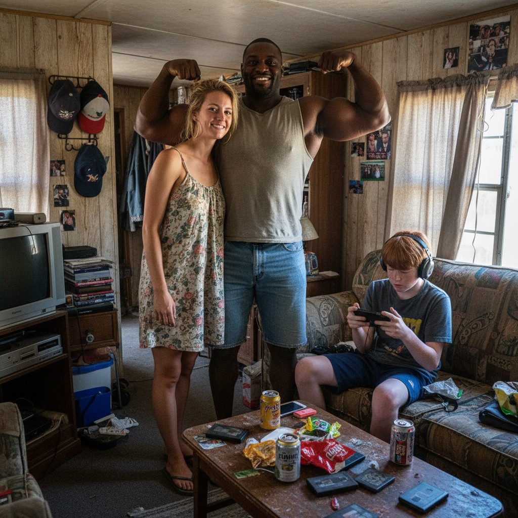 Gemini 25 flash image preview nano banana a A trailer park famil1