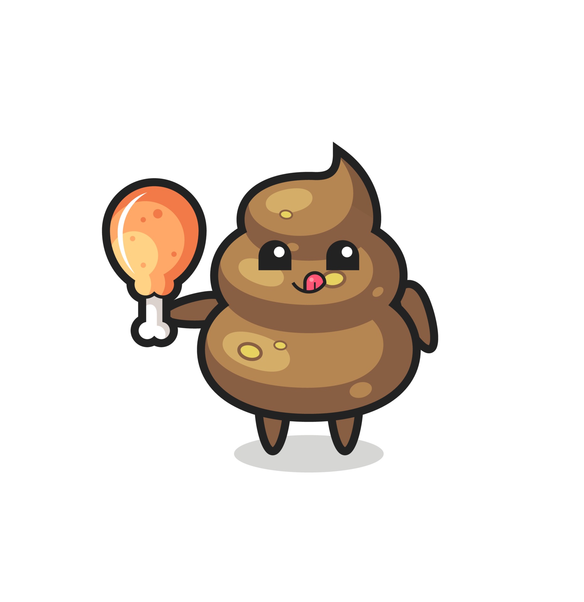 Vecteezy poop cute mascot is eating a fried chicken 