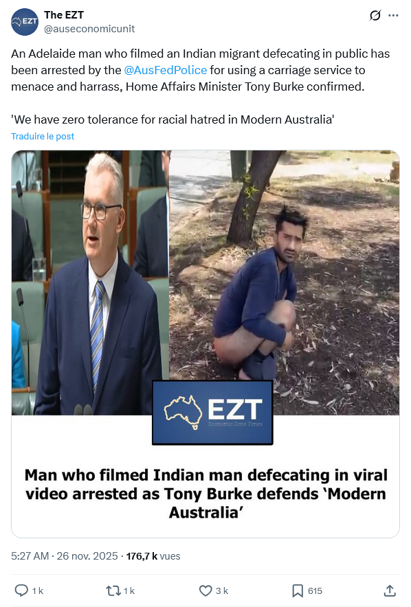 Screenshot 2025 11 26 at 14 55 46 1 The EZT sur X An Adelaide man who filmed an Indian migra