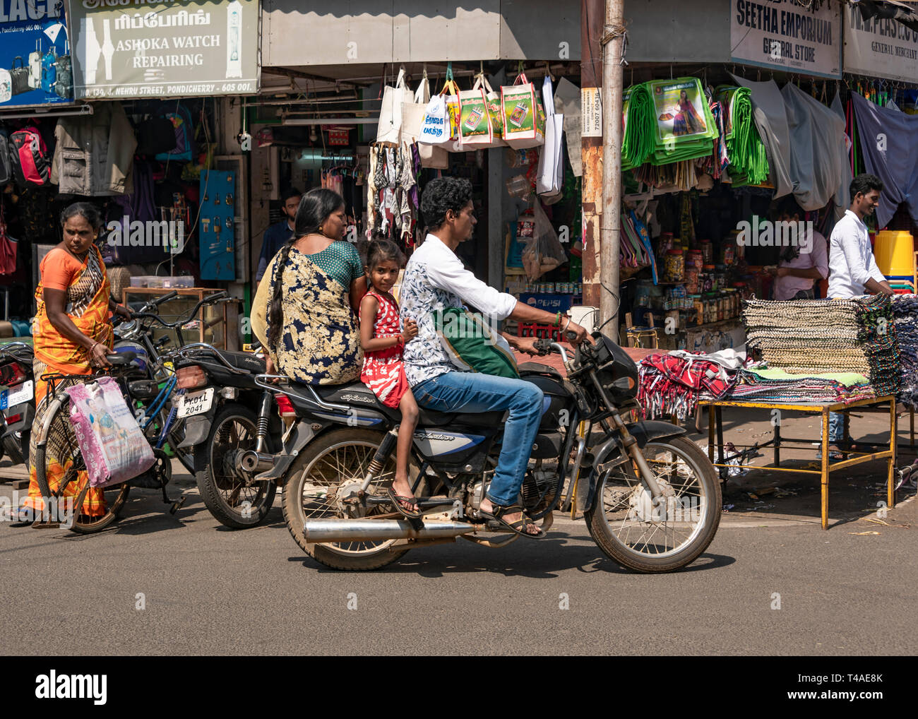 Horizontal typical streetview in pondicherry india T4AE8K