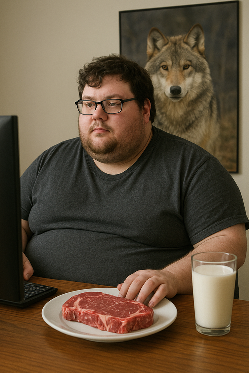 Contemplative Moment with a Steak