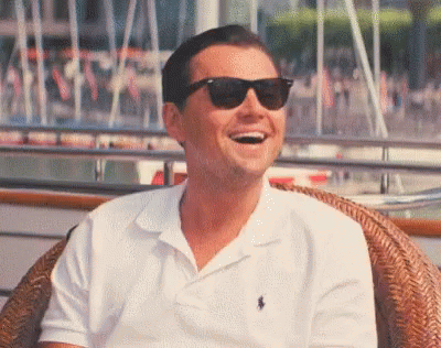 Laughing leonardo dicaprio