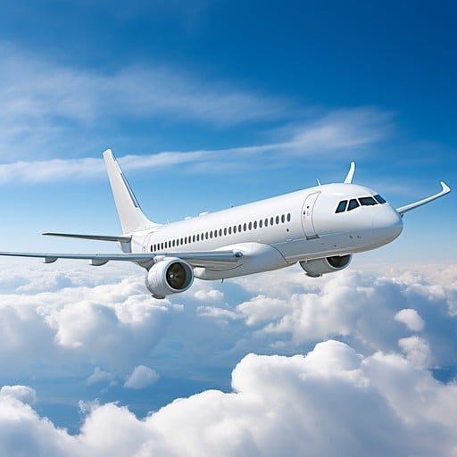 Airplane mid flight stockcake