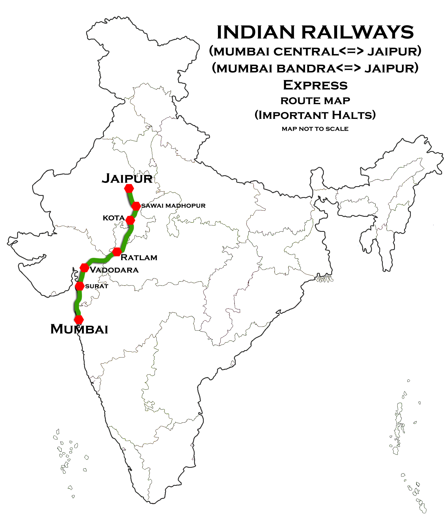 Jaipur   Mumbai Express Route map