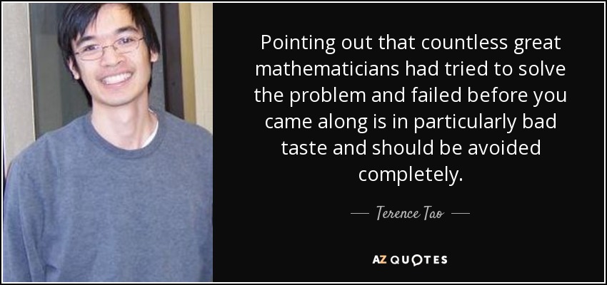 Quote pointing out that countless great mathematicians had tried to solve the problem and tere