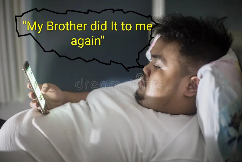 Asian fat man using phone sleep close up asian fat man lying bed using mobile phone sleep 1396