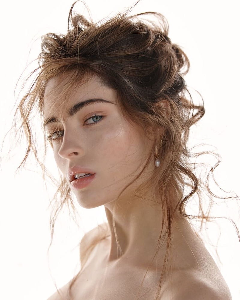 HD wallpaper renee murden women brunette women indoors looking at viewer simple background