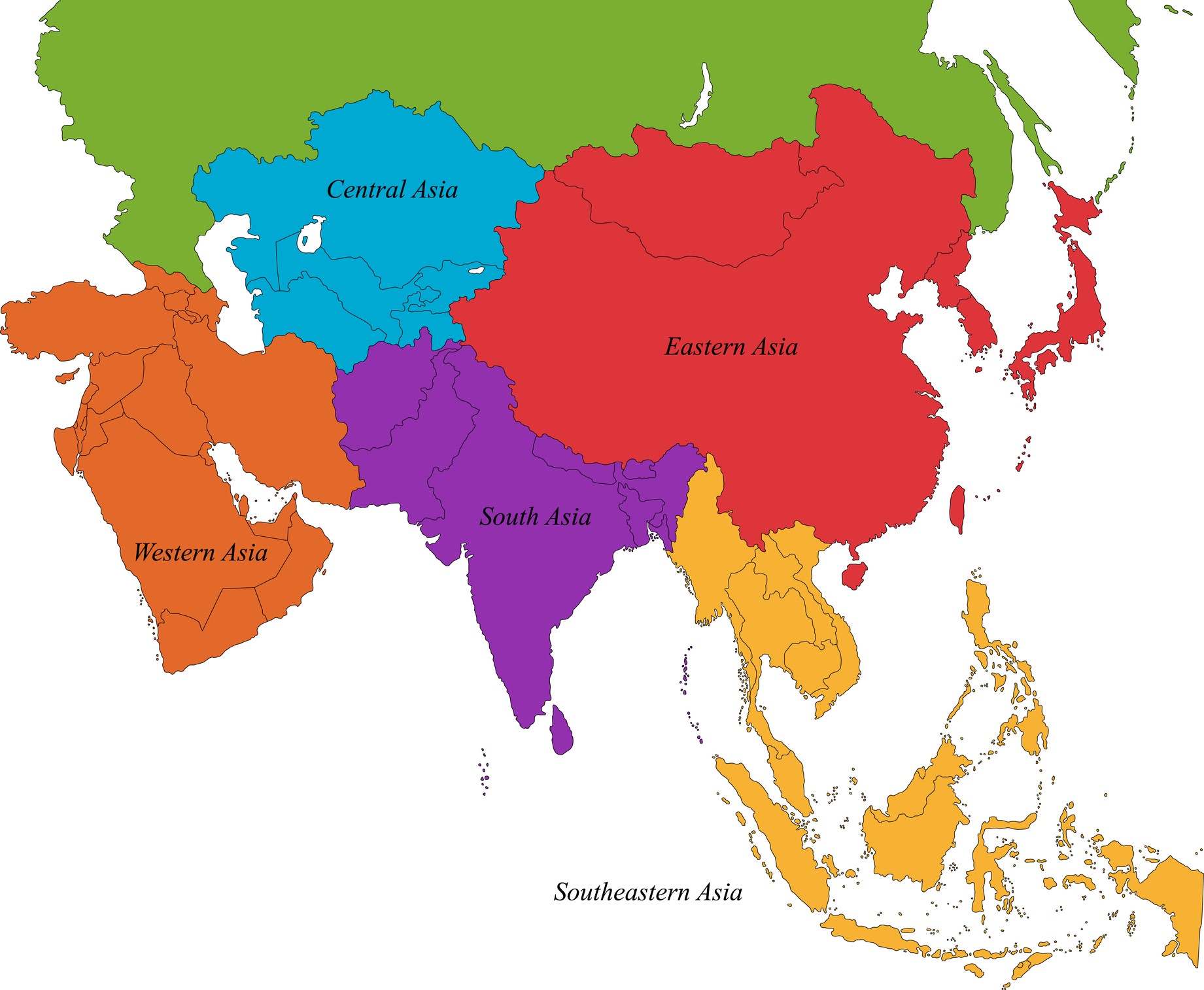 Regions of asia map 2