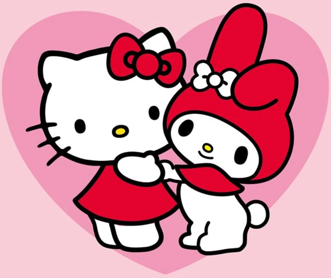 Hello Kitty and My Melody hugging