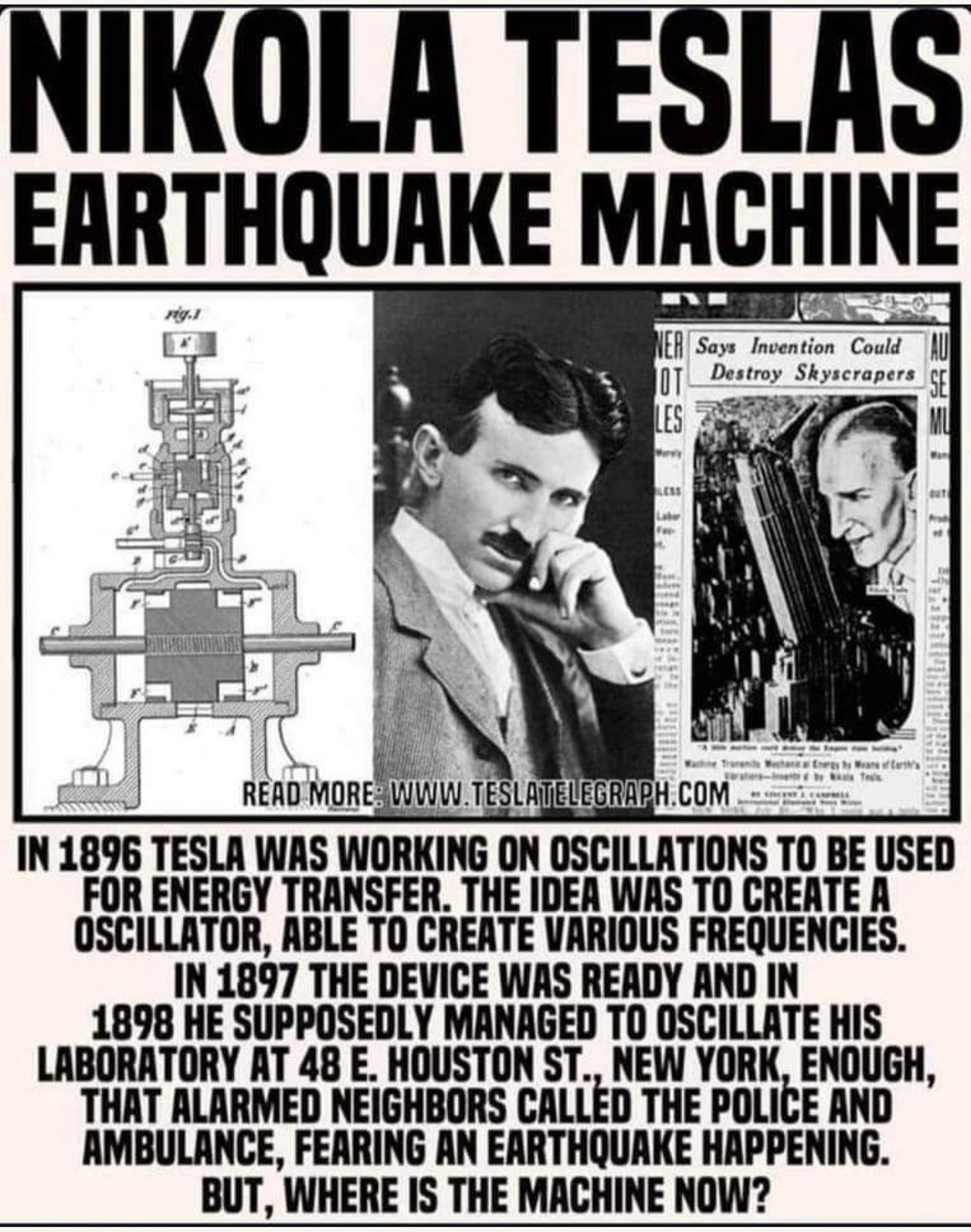 Nikola Tesla earthquake machine