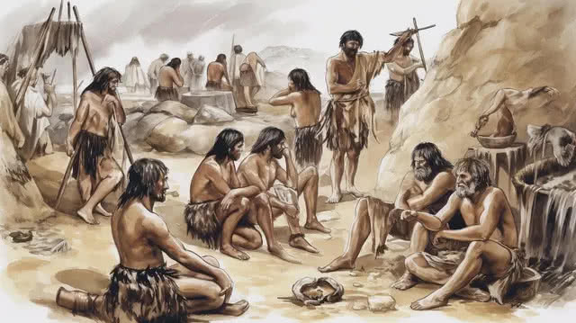 Pngtree an ancient man has a group of people sitting around a image 2952973