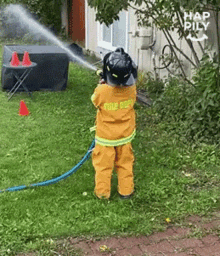 Firefighter happily