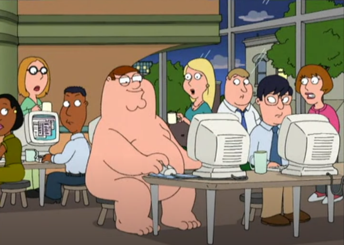 Peter Griffin naked at internet cafe meme 8
