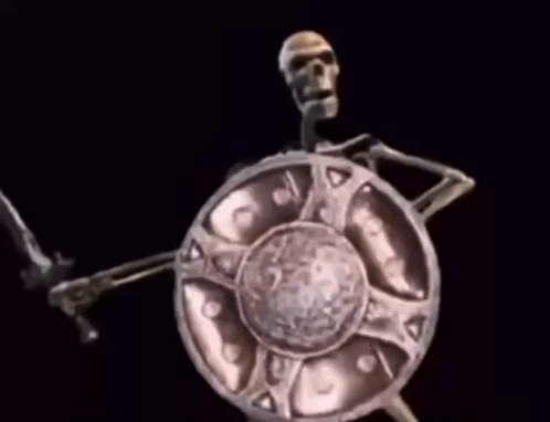 Skeleton banging shield